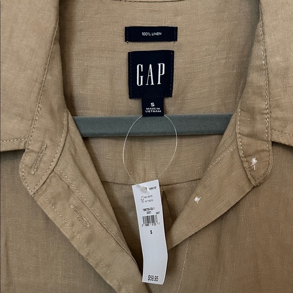 GAP Light Brown Linen Long Sleeve Shirt - Picture 2 of 3
